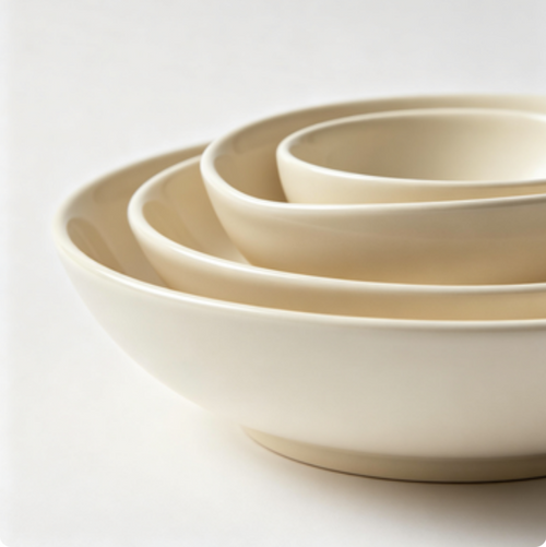 Colette Stoneware Nesting Bowls, Cream, Set of 3